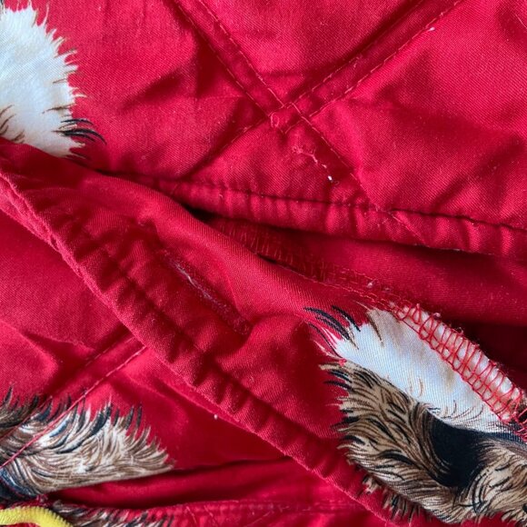 Vintage 60s Kids Pajama Set Size XL Heavy Quilted Dog Print Sleepwear Red Red - Picture 14 of 16